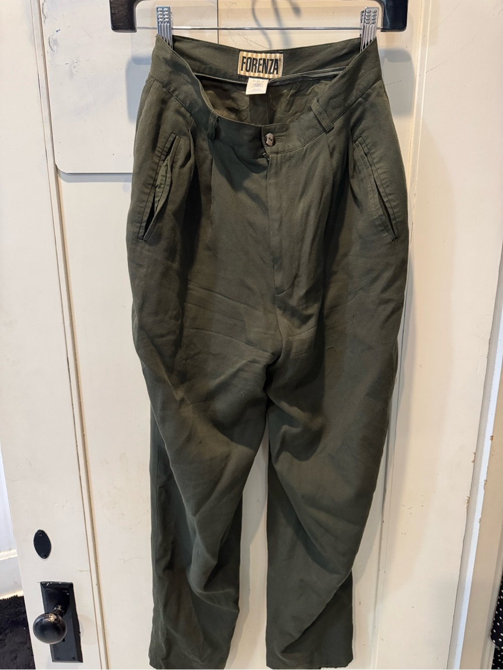 Wool Vintage Forenza Olive Green Trousers